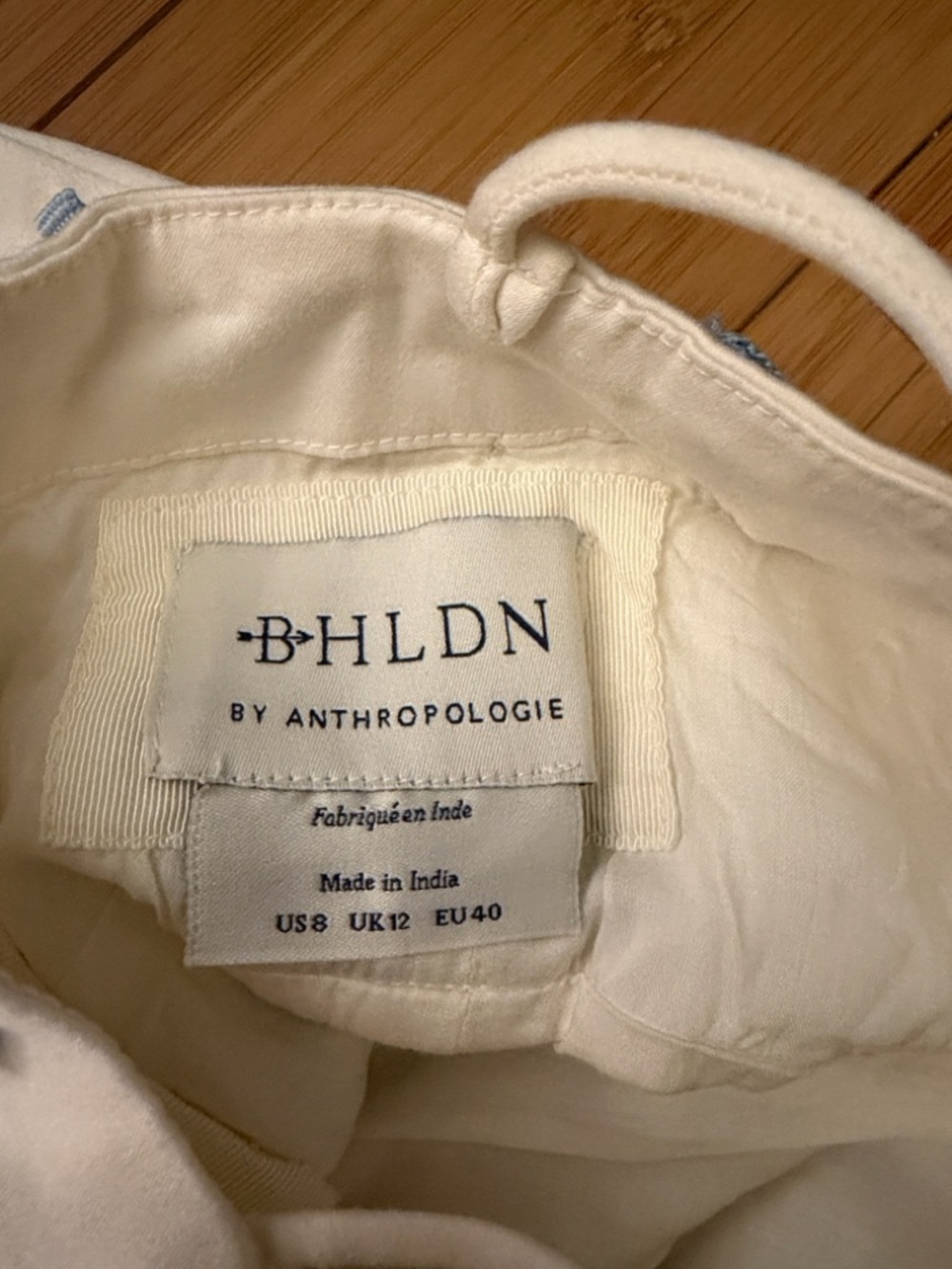 BHLDN Cream Dress with Navy Logo Tag - Picture 3 of 4